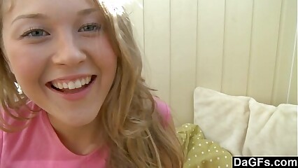 Blonde Teen Moaning In Pleasure While Masturbating